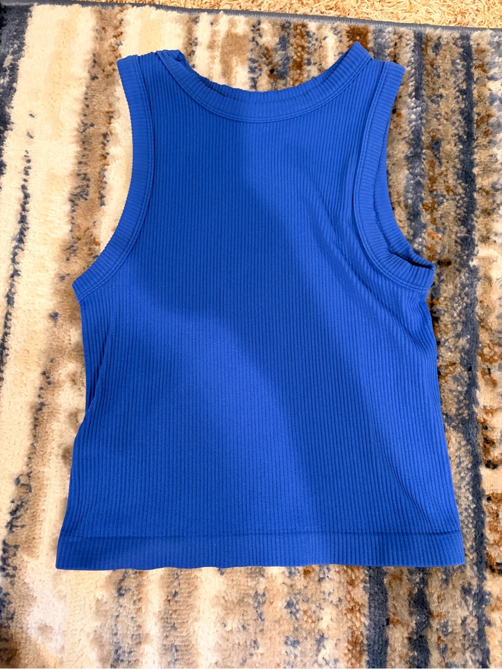 Ribbed Sleeveless Tank Top - Blue